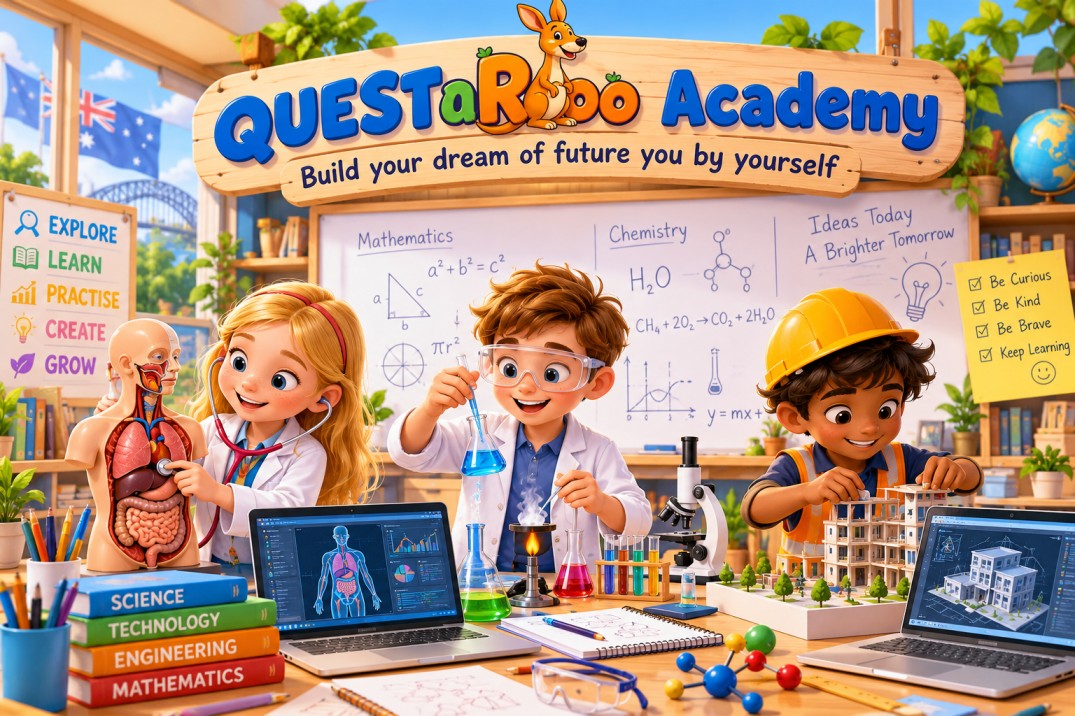 Children exploring science, mathematics, technology and engineering at QUESTaRoo Academy